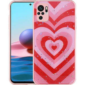 Redminote 10S Kılıf Simli Desenli Kamera Korumalı Parlak Popy Kapak
