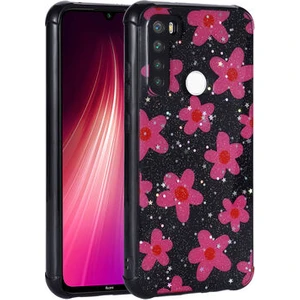 Redminote 8 Kılıf Simli Desenli Kamera Korumalı Parlak Popy Kapak