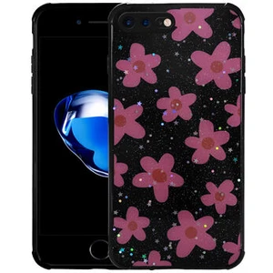 iPhone 7 Plus Kılıf Simli Desenli Kamera Korumalı Parlak Popy Kapak