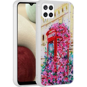 Samsung Galaxy A12 Kılıf Simli Desenli Kamera Korumalı Parlak Popy Kapak