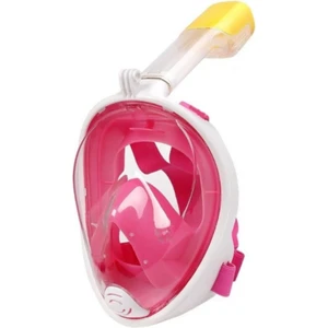 Tam Yüz Dalış Maskesi Slikon Şnorkel Full Face Deniz Maskesi - Pembe ( S/m )