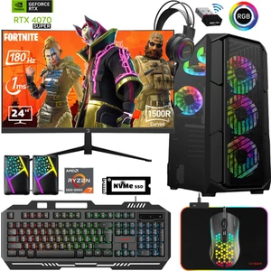 XSR641 Ryzen 7 5700X 16GB Ram 512GB M.2 Nvme SSD 12GB RTX4070 Super 24"curved 180Hz Oyun Bilgisayarı