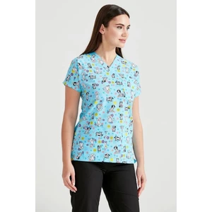 Mooda Medikal Cerrahi Takım Köpek Desenli Tek Üst Terikoton Ince Kumaş Dr Greys Kesim