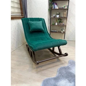 Miskin Ceviz Yeşil Ahşap Sallanan Sandalye Dinlenme/Emzirme/Baba/Tv/Okuma/Uzanma Koltuğu Berjer