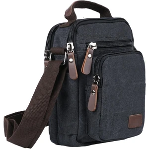 6250 Siyah Kanvas Çapraz Omuz Postacı Çantası