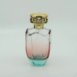 Ferden Ferda 10 Adet Boş Cam Parfüm Şişe, 100 Ml, Su Yeşili-Kırmızı Degrade Model, Şeffaf,