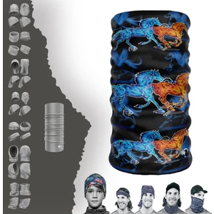 Turuncu Mavi At Desenli Boyunluk Maske Baf Bandana