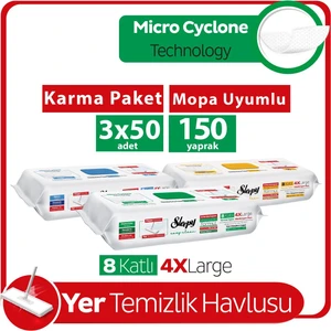 Easy Clean Mopa Uyumlu Yer Temizlik Havlusu&Mendili Karma Paket 3x50 (150 Yaprak)
