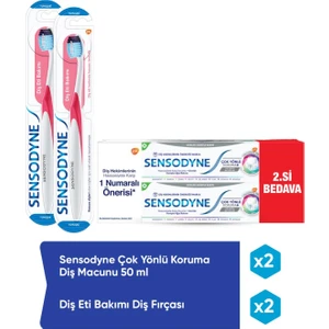 Çok Yönlü Koruma Diş Macunu 50 ml x 2 + Diş Eti Bakımı Diş Fırçası x 2 Adet