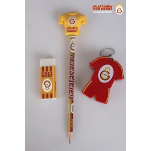 LİSANSLI GALATASARAY ARMA FİGÜRLÜ KURŞUN KALEM, SİLGİ VE KALEMTRAŞ SETİ