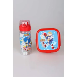 Lisanslı Sonıc 2 Katlı Beslenme Kutusu / Lunch Box ve 500 ml Trıtan Matara 2'lisi