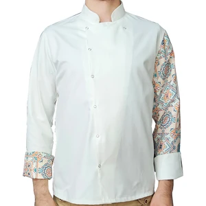Aşçı Ceketi Desenli Unisex Çıtçıtlı Uzun Kollu Chef Aşçı Mutfak Ceket Otantik Desenli