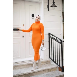 SFG Life Moda Kadın Tesettür Giyim Balıkçı Yaka ve Slim Model Triko Kalem Elbise