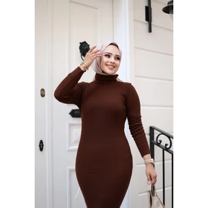 SFG Life Moda Kadın Tesettür Giyim Balıkçı Yaka ve Slim Model Triko Kalem Elbise
