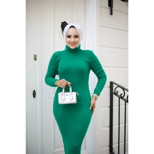 SFG Life Moda Kadın Tesettür Giyim Balıkçı Yaka ve Slim Model Triko Kalem Elbise