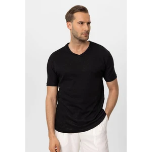 Siyah V Yaka Basic Erkek T-Shirt