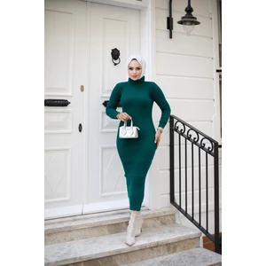 SFG Life Moda Kadın Tesettür Giyim Balıkçı Yaka ve Slim Model Triko Kalem Elbise
