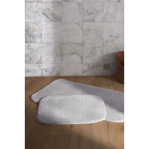 Banyo Paspas Takımı 2li Kaydırmaz Tabanlı Peluş Dokuma Doly Gümüş
