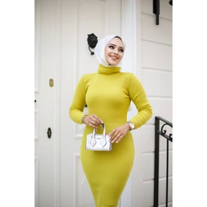 SFG Life Moda Kadın Tesettür Giyim Balıkçı Yaka ve Slim Model Triko Kalem Elbise