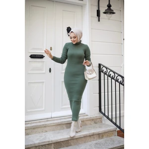 SFG Life Moda Kadın Tesettür Giyim Balıkçı Yaka ve Slim Model Triko Kalem Elbise