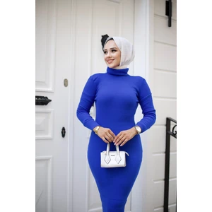 SFG Life Moda Kadın Tesettür Giyim Balıkçı Yaka ve Slim Model Triko Kalem Elbise