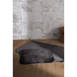 Banyo Paspas Takımı 2li Kaydırmaz Tabanlı Peluş Dokuma Doly Antrasit