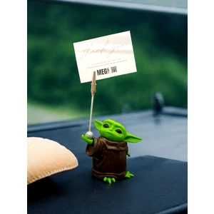 Baby Yoda Figürlü Not Tutucu Masaüstü Not Tutacağı Metal Kıskaç Notluk