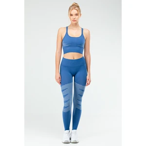 Mavi Slim Fit Yüksek Bel Toparlayıcı Crop Kadın Tayt Takım SSB0011