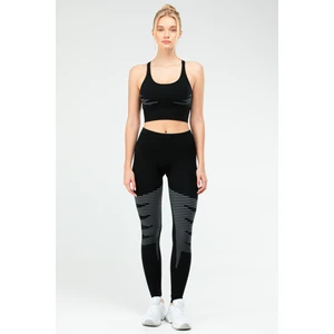 Siyah Slim Fit Yüksek Bel Toparlayıcı Crop Kadın Tayt Takım SSB0011