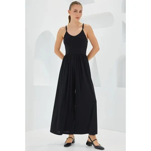 Kadın 7029 Bol Paça Askılı Tulum