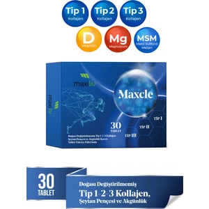 Maxcle Doğası Değiştirilmemiş Tip 1-2-3 Kollajen, Şeytan Pençesi ve Akgünlük Içeren Tablet