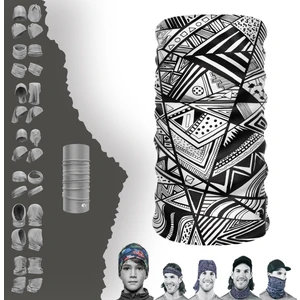Geometrik Desenli Siyah Beyaz Boyunluk Maske Baf Bandana