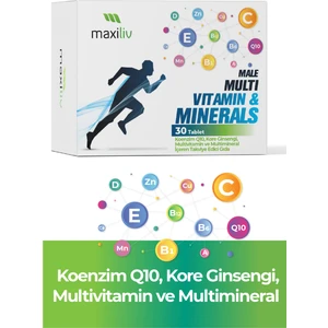 Male Multi Vitamin & Minerals - Koenzim Q10, Kore Ginsengi, Multivitamin ve Multimineral Tablet