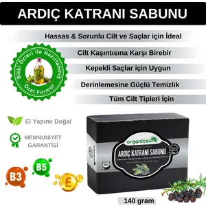 Doğal Ardıç Katranı Sabunu 140 gr Tüm Cilt Tipleri Için Antiseptik ve Yenileyici Etkili