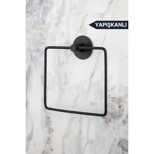 Yapışkanlı Havlu Askısı Kare Havluluk Ring Serisi Mat Siyah