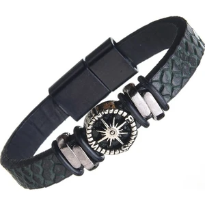 İdol Avm Pusula Simgeli Erkek Deri Bileklik