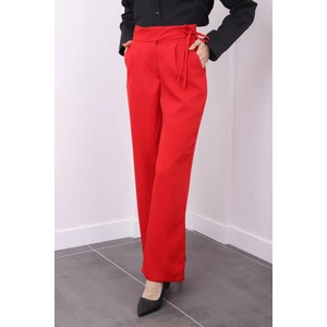 Kırmızı Bol Paça Kumaş Pantolon