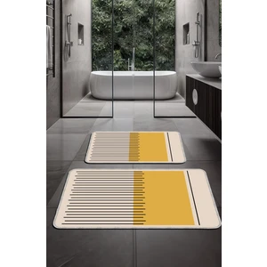 Hardal Dekoratif Modern Tasarım Kaymaz Taban Yıkanabilir Ikili Takım Banyo PASPASI(50X60-60X90 Cm)