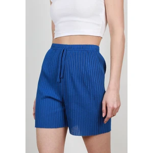 Saks Fitilli Kaşkorse Süs Kuşaklı Kadın Şort Pijama Altı - 6131