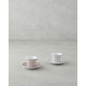 English Home Ashley Porselen 4 Parça 2 Kişilik Kahve Fincan Takımı Bordo