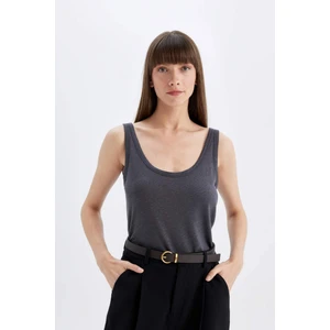Regular Fit U Yaka Keten Karışımlı Basic Düz Atlet D4453AX24HS