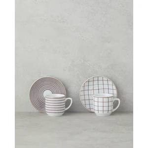 English Home Ashley Porselen 4 Parça 2 Kişilik Kahve Fincan Takımı Siyah-Bordo