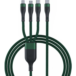 Forestl Digital 1,2 M Pd 100W 3'ü 1 Arada Tip-C'den Lightning+Tip-C+Mikro Veri Kablolu Telefon Hızlı Şarj Naylon Kablo-Koyu Yeşil (Yurt Dışından)