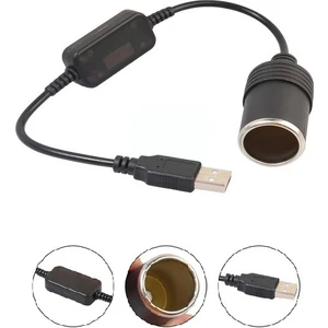 USB 2.0 5 Volt - 2 Amper To 12 Volt- 0.8 Amper Çakmak Çakmaklık Fişi Dişi Çevirici