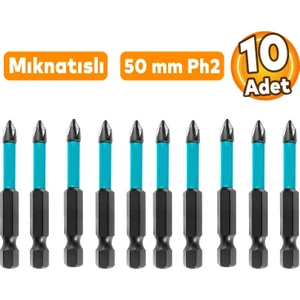 10 Adet Mıknatıslı Bits Uç Ph2 50 mm Vida Sökme 5 cm Yıldız Matkap Vidalama Ucu S2 Çeliği