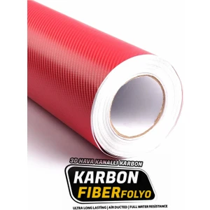 Mega Oto Market 3D Karbon Fiber Folyo Hava Kanallı Araç Döşeme Kaplama Folyosu Kırmızı 10 cm x 1 Metre 8697970631512