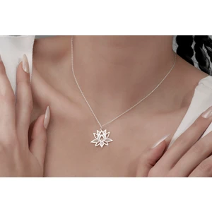 Lotus Çiçeği Kadın Gümüş Kolye, 925 Ayar Gümüş Kolye, Gümüş, Rose Gold, Altın Kaplama Kolye