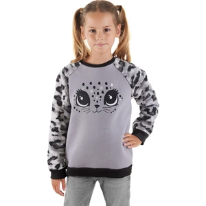 Leopar Peluş Kız Çocuk Sweatshirt