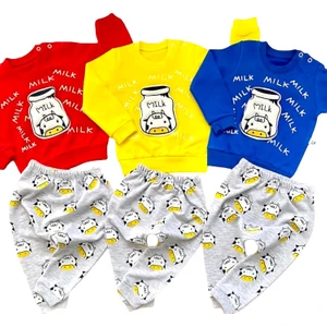 Derin Bebe Neşeli Bebekler Milk Kabartma Desen Iki Ip Penye Kumaş Takımlar