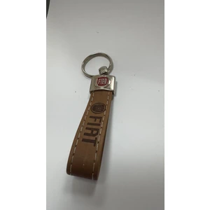 Fiat Yazılı ve Logolu Deri Anahtarlık (Kahverengi)